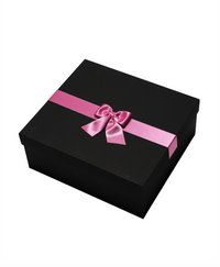 Eighteen lilac preserved roses in a black heart-shaped box
