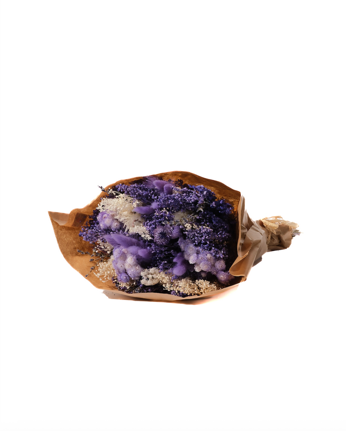 Medium Pastel Lavender dried flower bouquet in lavender and purple, wrapped in paper